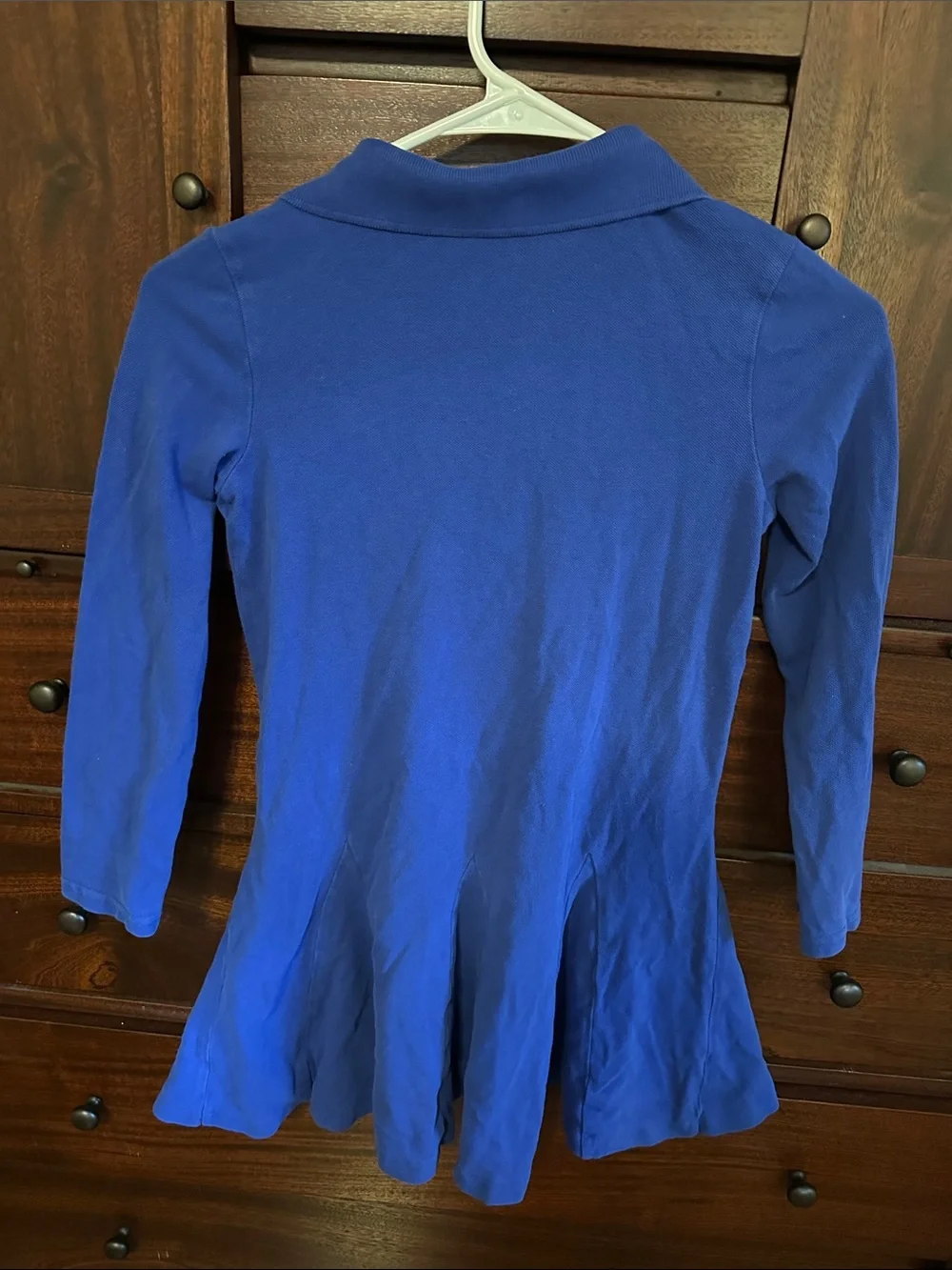 Ralph Lauren Girls' Long-Sleeve Polo Dress in Royal Blue with Pink Logo Size 6